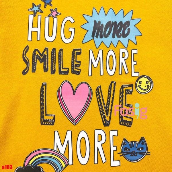  16-18kg 5T Áo thun mát nhẹ bé gái ON- Vàng Hug Love A103 