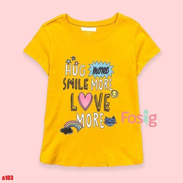  16-18kg 5T Áo thun mát nhẹ bé gái ON- Vàng Hug Love A103 