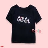  16-18kg 5T Áo thun mát nhẹ bé gái ON- Đen Cool hồng A103 
