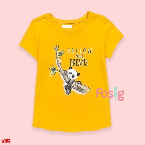  16-18kg 5T Áo thun mát nhẹ bé gái ON- Vàng gấu trúc A103 