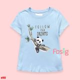  14-16kg 4T Áo thun mát nhẹ bé gái ON- Xanh trời gấu trúc A103 