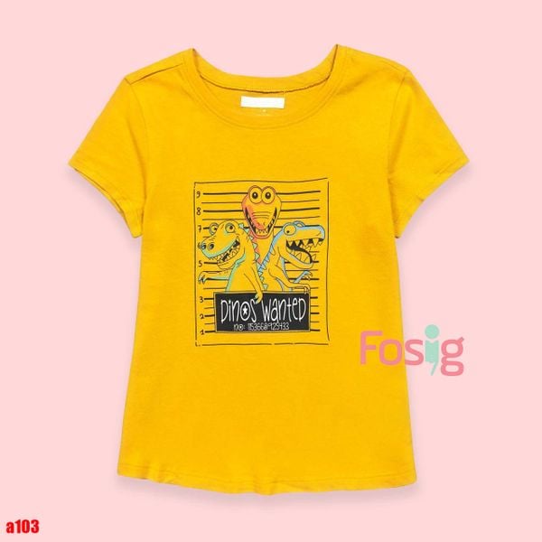  16-18kg 5T Áo thun mát nhẹ bé gái ON- Vàng KL DinosWanted A103 