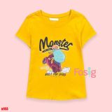  16-18kg 5T Áo thun mát nhẹ bé gái ON- Vàng chữ Monter A103 