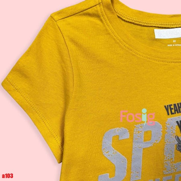  16-18kg 5T Áo thun mát nhẹ bé gái ON- Vàng Speed YeahYeah A103 
