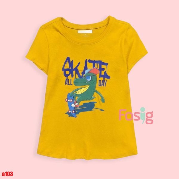  16-18kg 5T Áo thun mát nhẹ bé gái ON- Vàng cá sấu Skate A103 