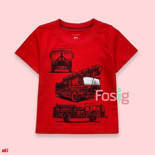  [3-9m] Áo Thun Tay Ngắn Sơ Sinh Bé Trai Cter120 - Đỏ Xe Cứu Hỏa 