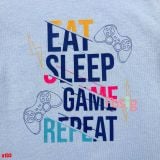  14-16kg 4T Áo thun mát nhẹ bé gái ON- Xanh EatSleep Game A103 