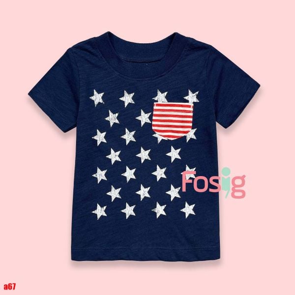  [3-6m] Áo Thun Tay Ngắn Sơ Sinh Bé Trai Cter120 - Navy Sao Trắng 