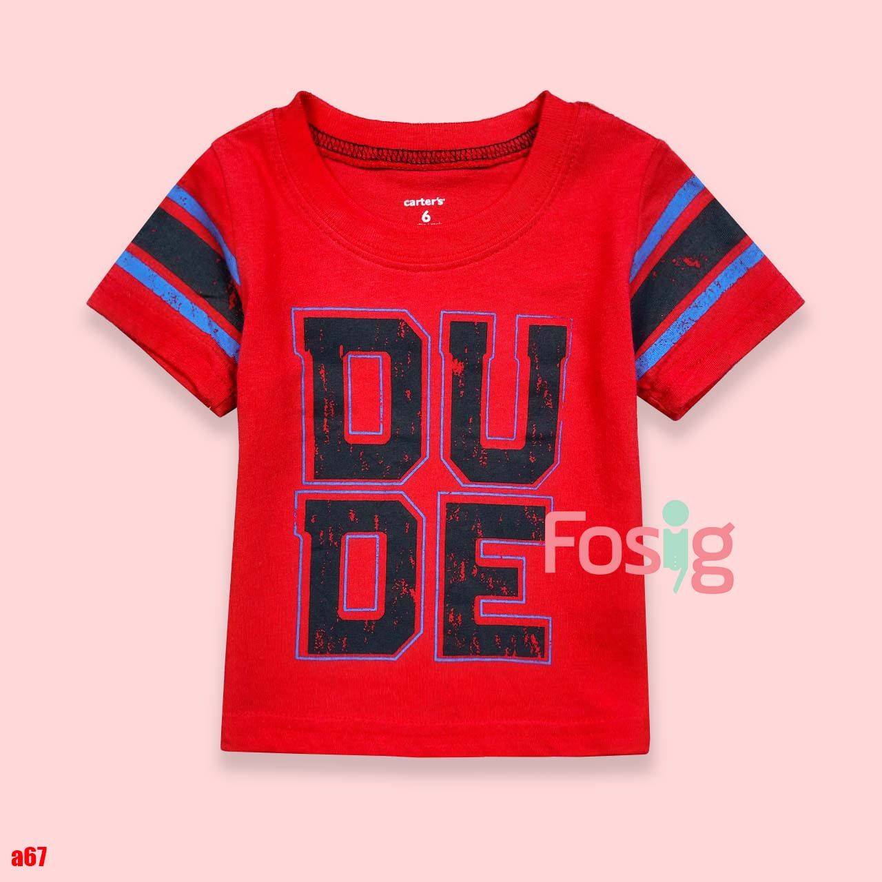  [6-12m] Áo Thun Tay Ngắn Sơ Sinh Bé Trai Cter120 - Đỏ Dude 
