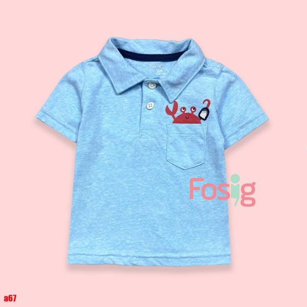  [3-9m] Áo Thun Polo Tay Ngắn Sơ Sinh Bé Trai Cter120 - Xanh Cua Đỏ 