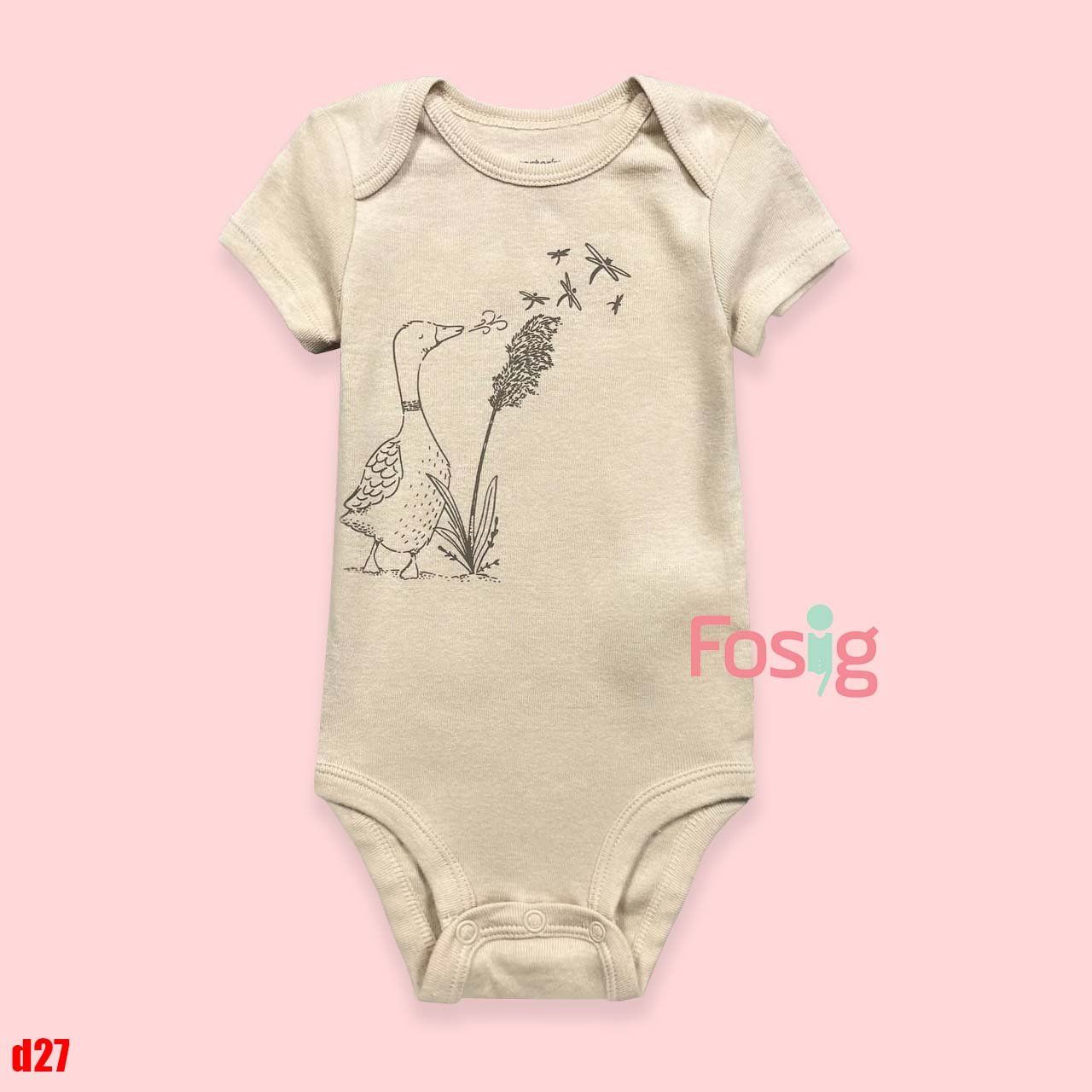  [0-24M] Bodysuit Tay Ngắn Bé Trai Cter50 - Nâu Vịt Hoa 