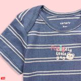  [ 4-5.5kg; 0-3M] Bodysuit Tay Ngắn Bé Trai Cter50 - Sọc Xanh Xám Gấu 