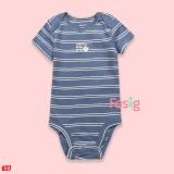  [ 4-5.5kg; 0-3M] Bodysuit Tay Ngắn Bé Trai Cter50 - Sọc Xanh Xám Gấu 