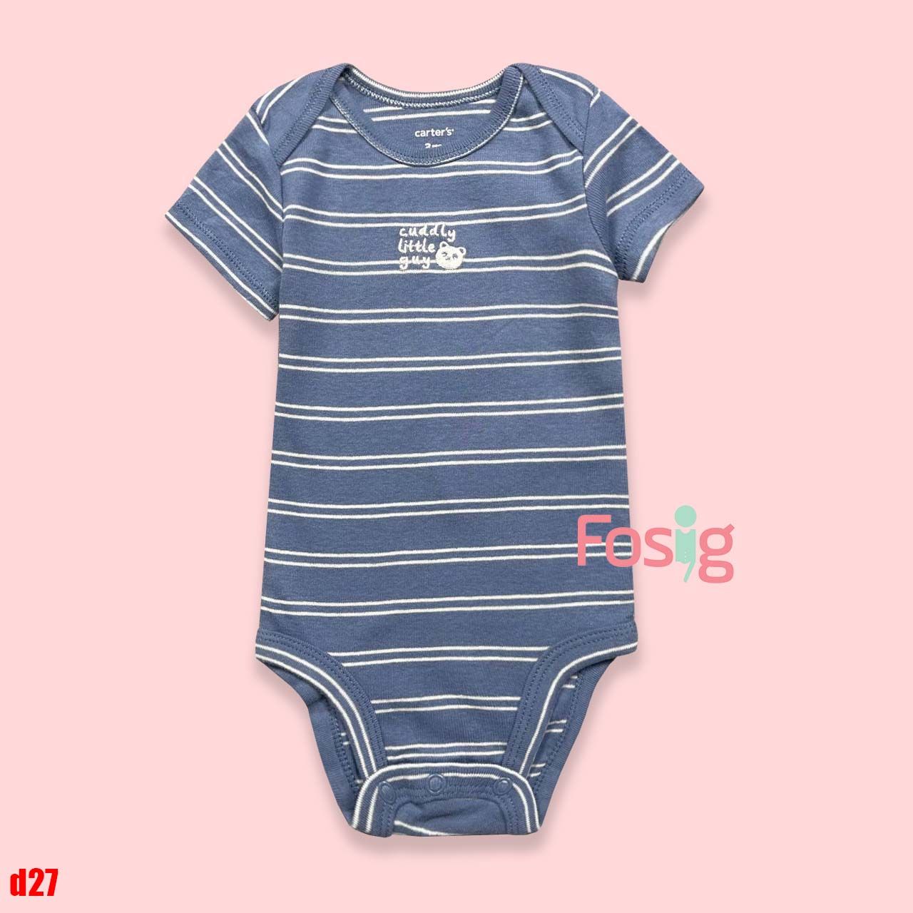  [ 4-5.5kg; 0-3M] Bodysuit Tay Ngắn Bé Trai Cter50 - Sọc Xanh Xám Gấu 