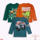  [10-15kg 24-58kg] Set 3 Áo Thun Tay Dài PL Bé Trai - Combo màu ngẫu nhiên 
