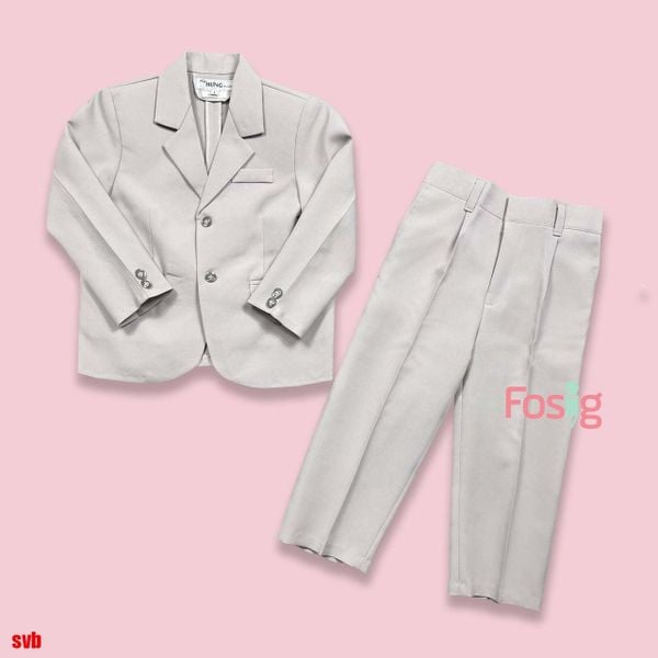  [30-37kg] Set Bộ Vest Cho Bé - Xám Trơn 