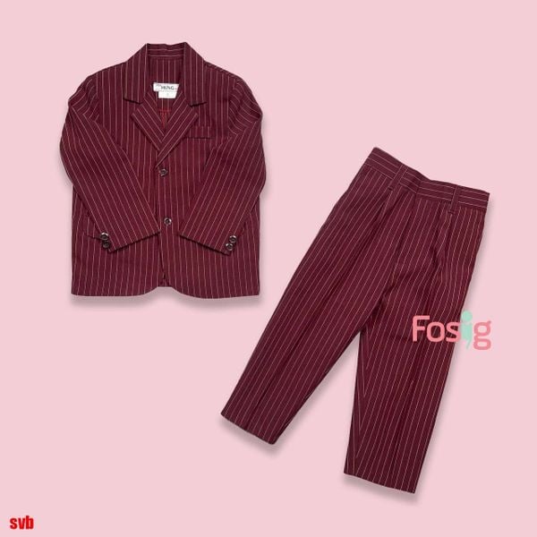  [12-19kg; 25-37kg; 46-53kg] Set Bộ Vest Cho Bé - Sọc Đỏ Đô 