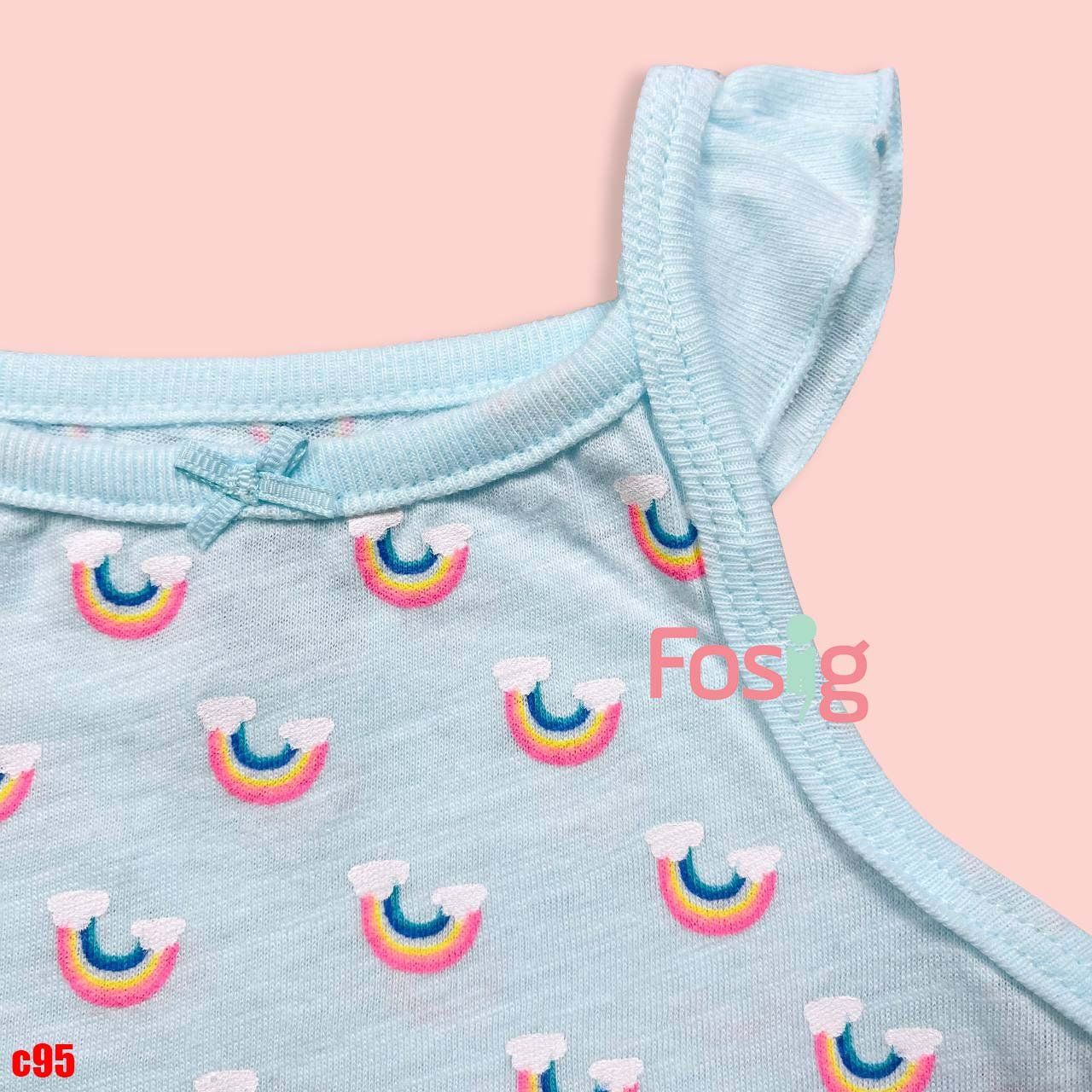  3m, 24m] Bodysuit Cánh Tiên Bé Gái Cter50 - Xanh Cầu Vồng 
