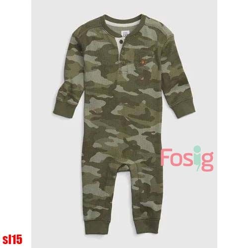  [7-8kg; 9-12kg] Sleepsuit da cá tay dài, sang đẹp xinh GP- Xanh camo rằn ri SL 