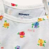  [16-17kg] Đầm thun coton Tay ngắn ON- Trắng hoa hồng cam B25 