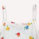  [16-17kg] Đầm thun coton Tay ngắn ON- Trắng hoa hồng cam B25 