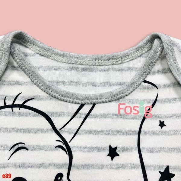  [0-9m; 11-14kg] Áo Thun Tay Dài Bé Trai Geo - Trắng Sọc Voi 