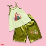  10-22kg Set áo yếm lễ hội cho bé gái- Xanh Lá A104 