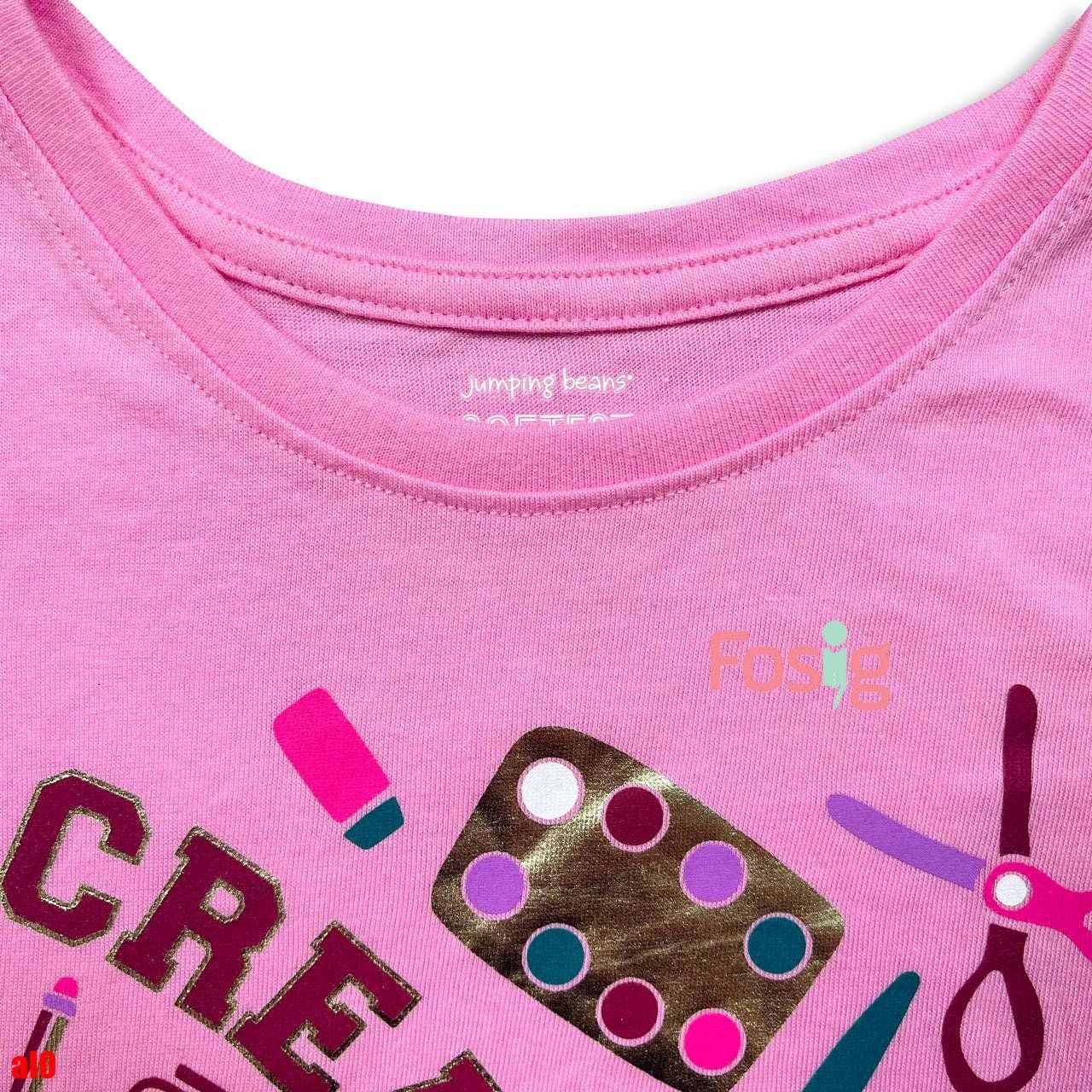  [17-27kg] Áo thun cotton tay dài bé gái- Hồng Create Learn AL0 