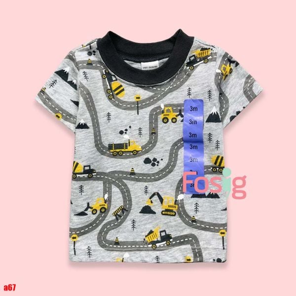  [3-9m] Áo Thun Tay Ngắn Sơ Sinh Bé Trai Cter120 - Xám Xe Vàng 