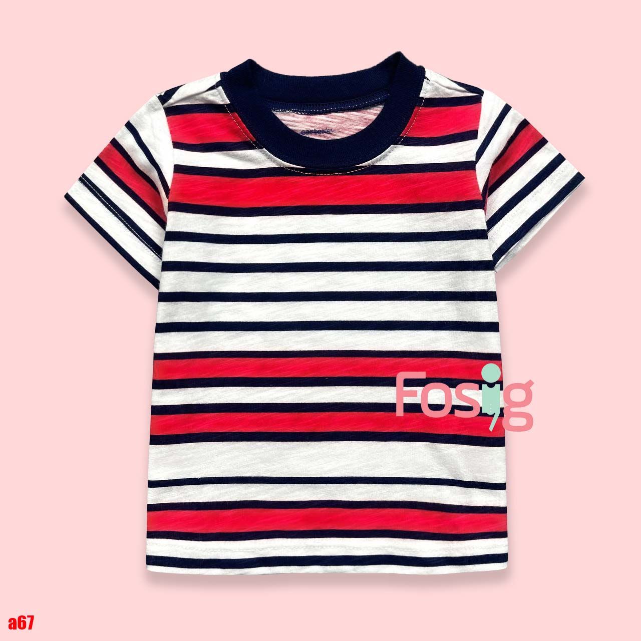  [3-6m] Áo Thun Tay Ngắn Sơ Sinh Bé Trai Cter120 - Sọc Trắng Đỏ 