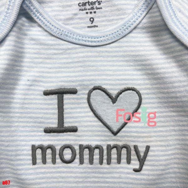  [3-9m] Áo Thun Tay Ngắn Sơ Sinh Bé Trai Cter - Sọc Xanh Mommy 