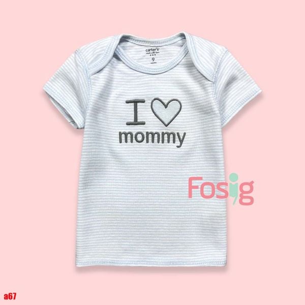  [3-9m] Áo Thun Tay Ngắn Sơ Sinh Bé Trai Cter - Sọc Xanh Mommy 