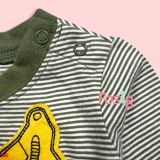  [3-6m] Áo Thun Tay Ngắn Sơ Sinh Bé Trai Cter - Sọc Xanh Xe Xúc 