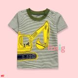  [3-6m] Áo Thun Tay Ngắn Sơ Sinh Bé Trai Cter - Sọc Xanh Xe Xúc 