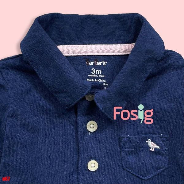  [3-6m] Áo Thun Tay Ngắn Sơ Sinh Bé Trai Cter120 - Navy Chim Nhỏ 