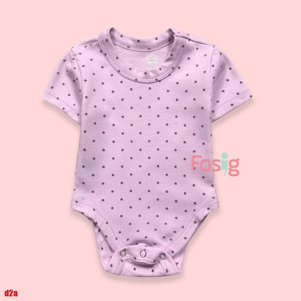  [0-3m] Bodysuit Tay Ngắn Bé Gái ON - Tím Chấm 