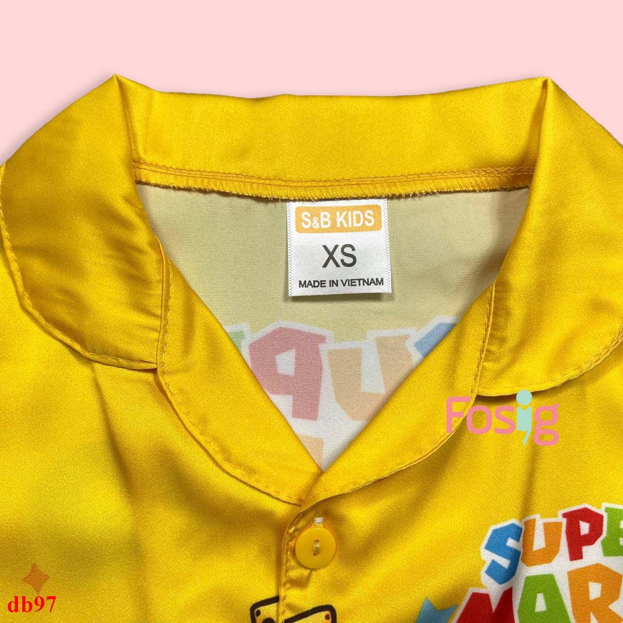  [11-23kg] Đồ bộ tay ngắn bé trai SB- Vàng Mario DB97 
