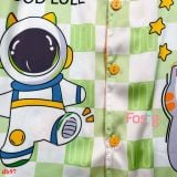  [11-30kg]  Đồ bộ tay ngắn bé trai SB- Caro Xanh Lá DB97 