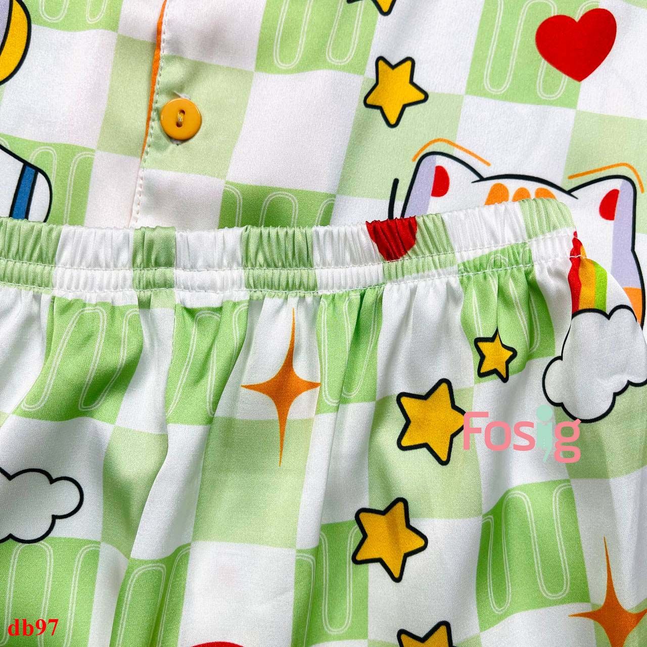  [11-30kg]  Đồ bộ tay ngắn bé trai SB- Caro Xanh Lá DB97 