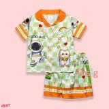  [11-30kg]  Đồ bộ tay ngắn bé trai SB- Caro Xanh Lá DB97 