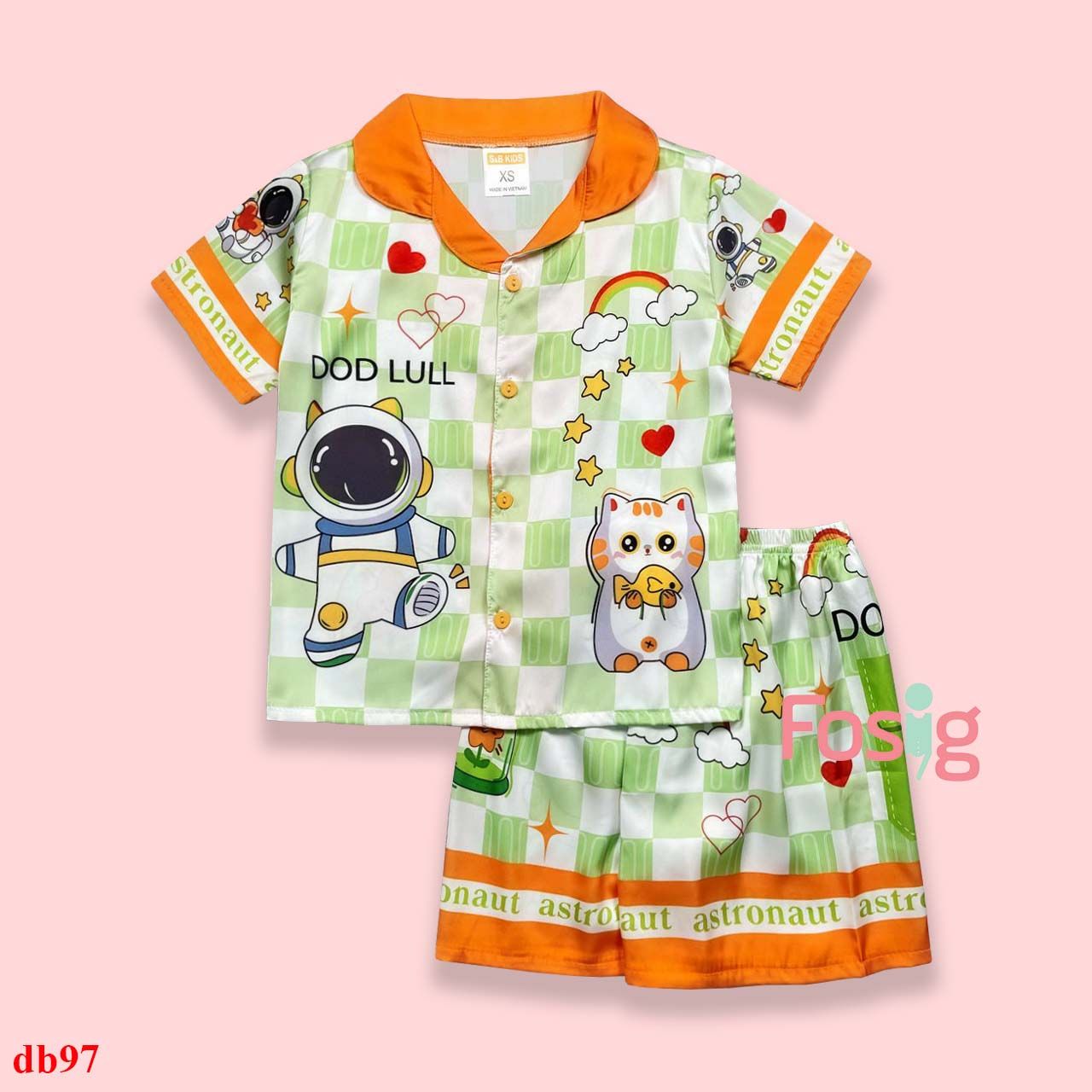 [11-30kg]  Đồ bộ tay ngắn bé trai SB- Caro Xanh Lá DB97 
