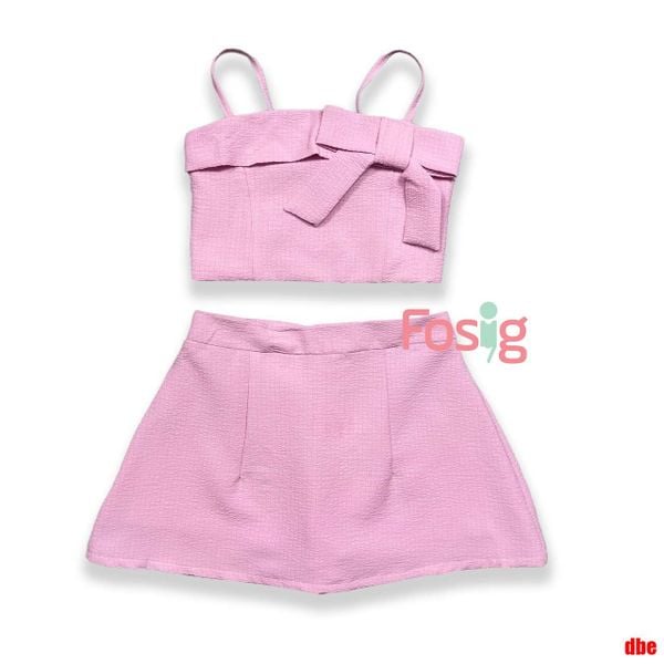  [14-36kg] Set Bộ Áo 2 Dây Kèm Chân Váy Cho Bé - Hồng Nơ 