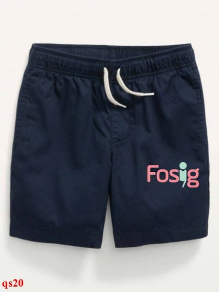  [10-21kg] Quần Short Kaki Dù Lưng Thun Dây Rút Bé Trai- Đen nhạt dây trắng QS20 