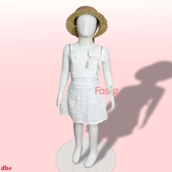  [14-25kg ; 31-36kg] Set Bộ Áo 2 Dây Kèm Chân Váy Cho Bé - Trắng Nơ 
