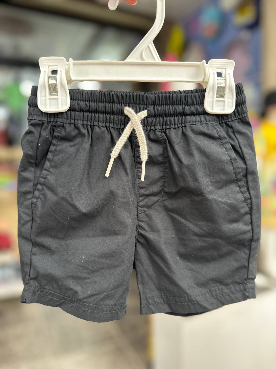 [10-21kg] Quần Short Kaki Dù Lưng Thun Dây Rút Bé Trai- Đen nhạt dây trắng QS20 