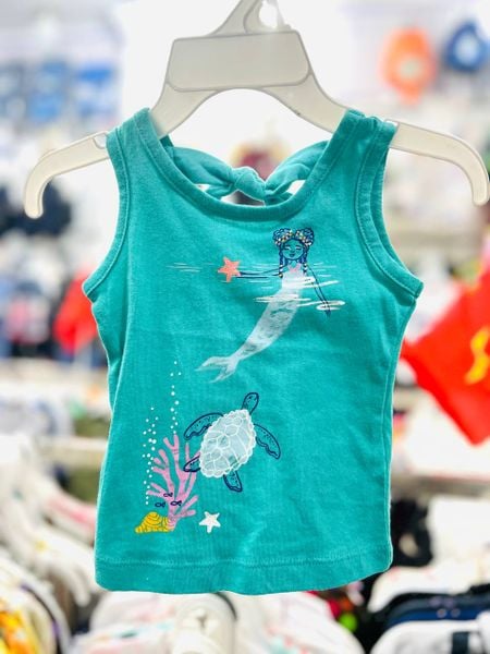  [3-12M] Áo Thun Sát Nách Bé Gái Cter - Xanh Tiên Cá 