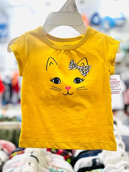  6-7kg Áo Thun Tay Ngắn Bé Gái Cter - Vàng Mèo 