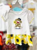  [6-12M] Áo Váy Thun Tay Ngắn Bé Gái 06 - Trắng Khỉ Hoa Vàng 