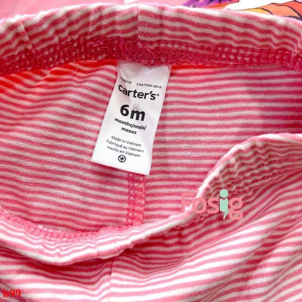  5-6kg Quần legging thun cotton- Sọc hồng trắng B99 