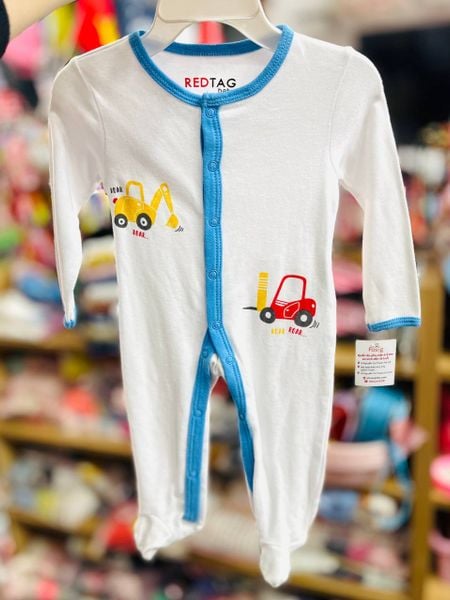  [0-3m] Sleepsuit Red Tag Bé Trai - Trắng Xe Roar 